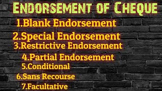 Endorsement of Cheque Types of Endorsement of Cheque [upl. by Cary592]