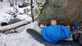 NO TENT Winter Camping amp Backpacking  Hiking amp Camping in Snow [upl. by Nosnaj]