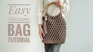 Easy Macrame Bag TutorialŁatwa torebka ze sznurka [upl. by Drhcir]