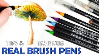 How to use REAL BRUSH Pens Tips and Techniques [upl. by Elletse977]