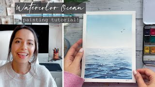 Watercolor Ocean Painting Tutorial for Beginners  Watercolor Seascape [upl. by Annahahs915]