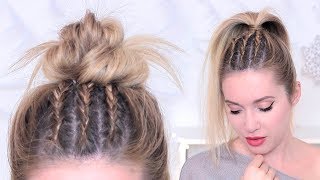 Tuto tresses africaines plaquéescollées  Messy bun RENTREE SCOLAIRE [upl. by Danieu]