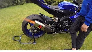 2017 Yamaha R6 walk around  akrapovic sound [upl. by Aynnek111]