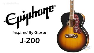 Epiphone J200 Jumbo Acoustic Electric Guitar  AmericanMusicalcom [upl. by Onirefez]