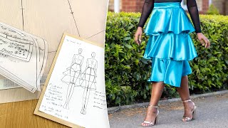 HOW TO SEW A BASIC SKIRT with LINING AND BAND  Professional Finish with Lining  DIY Mini Skirt [upl. by Acenom]