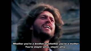 Bee Gees  Stayin Alive Lyrics [upl. by Annayrb]