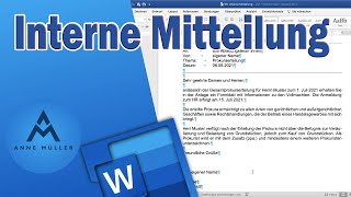 So verfassen Sie eine Interne Mitteilung  Microsoft Word [upl. by Ainolloppa]