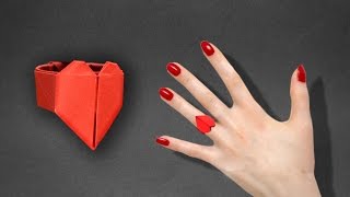 Origami Heart Ring  Instructions in English BR EasyOrigamiAndCrafts [upl. by Ralf]