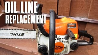 STIHL Chainsaw MS180170  017018 Oil Line Replacement [upl. by Terina106]