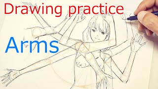 腕のワイヤーを描く練習  Drawing Practice Arms [upl. by Ynohtona]