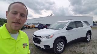 2019 Chevy TRAVERSE LS FWD Summit White  FULL REVIEW [upl. by Seymour]