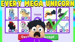 I traded EVERY MEGA UNICORN in Adopt Me FIRST EVER [upl. by Eudo219]