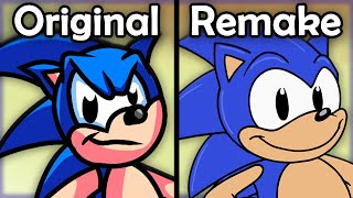 SONIC SEZ Original VS Redone  FNF Mods [upl. by Llertrac309]