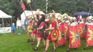 Roman Reenactment at the Amphitheatre in Caerleon Marching In [upl. by Dranik]