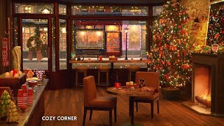 Cozy Christmas Coffee Shop Ambience with Christmas Music Fireplace and Coffee Shop Background Noise [upl. by Haggar73]