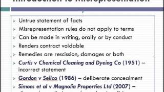 Misrepresentation Lecture 1 of 4 [upl. by Aicilanna]