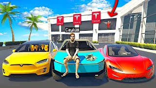 Stealing EVERY TESLA From DEALERSHIP In GTA 5 Roleplay [upl. by Sandi719]