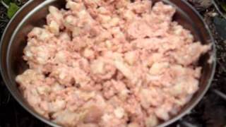 Esbit Emergency Stove Cooking Corned Beef Hash and Eggs [upl. by Prud108]