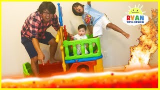 THE FLOOR IS LAVA CHALLENGE Ryan ToysReview Family Fun Kids Pretend Playtime [upl. by Engelhart256]