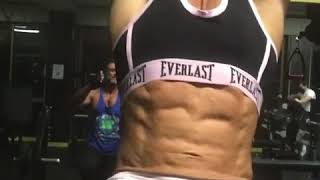 Woman workout with huge abs and full of veins [upl. by Ehtyaf590]