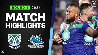 NRL 2024  Warriors v Sharks  Match Highlights [upl. by Savart]