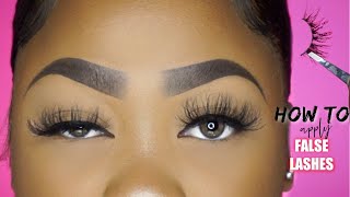 HOW TO APPLY FALSE LASHES EASY STEPS FOR BEGINNERS [upl. by Candy185]