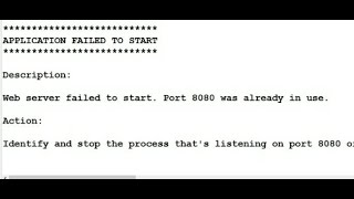 Web server failed to start Port 8080 was already in use [upl. by Enoitna]