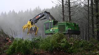 John Deere 959M Feller Buncher Showdown [upl. by Akinna638]