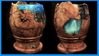 Bowl woodturning with epoxy resin [upl. by Esaertal]